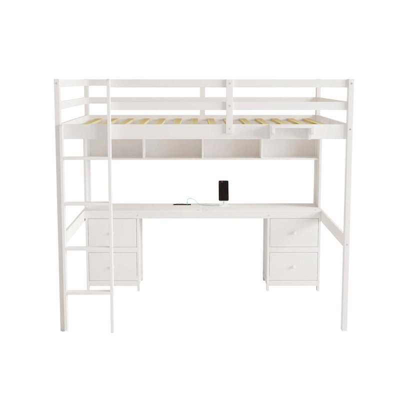 Lit mezzanine avec bureau, armoires