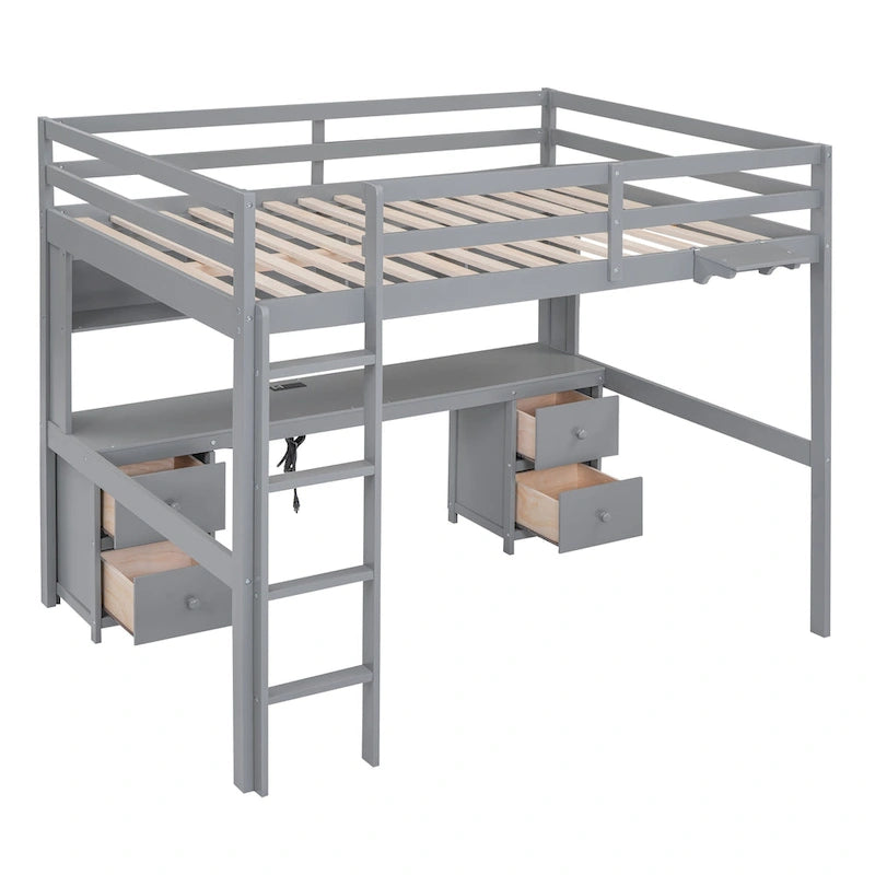 Lit mezzanine avec bureau, armoires