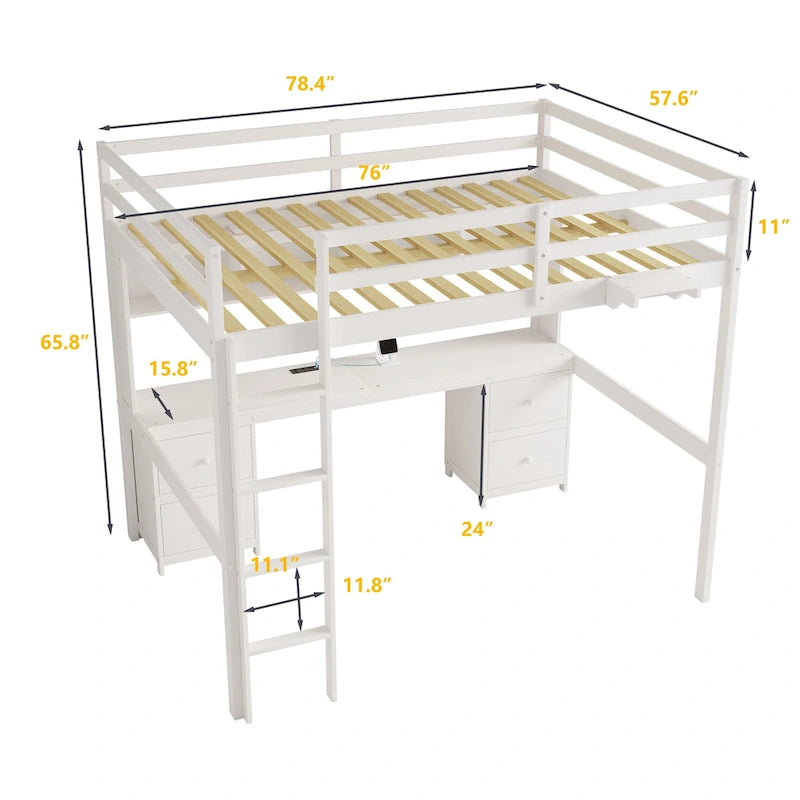 Lit mezzanine avec bureau, armoires