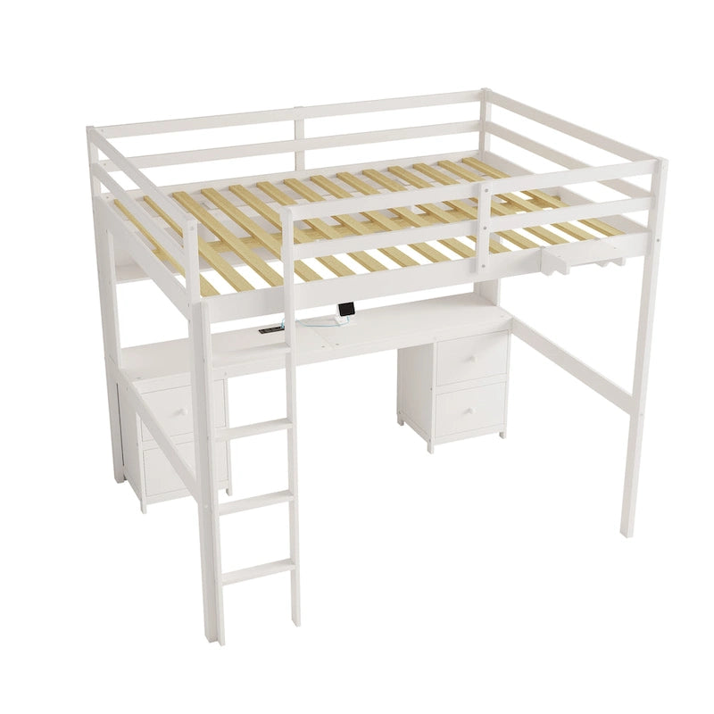 Lit mezzanine avec bureau, armoires