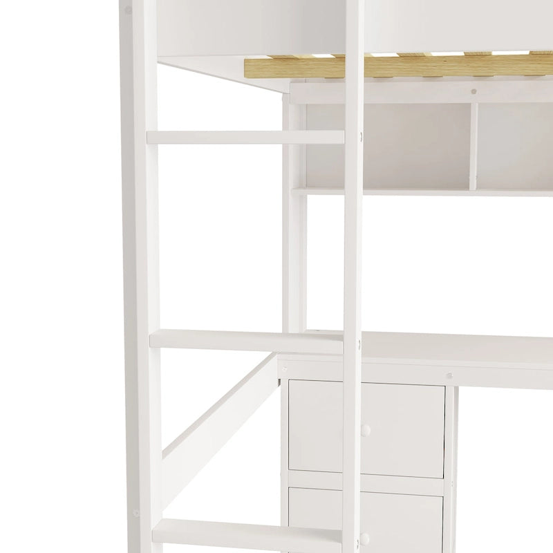 Lit mezzanine avec bureau, armoires