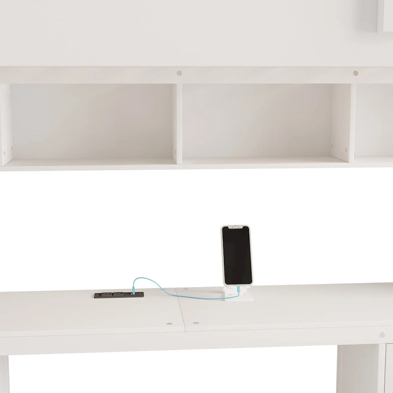 Lit mezzanine avec bureau, armoires