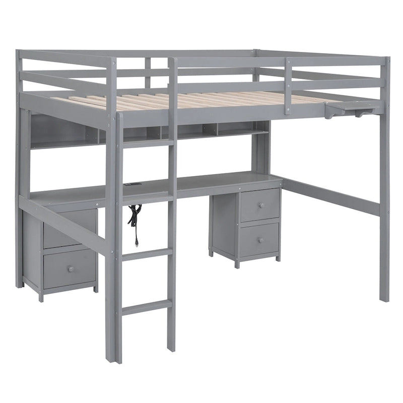 Lit mezzanine avec bureau, armoires