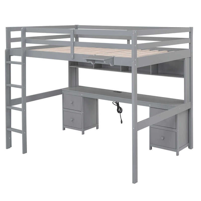 Lit mezzanine avec bureau, armoires