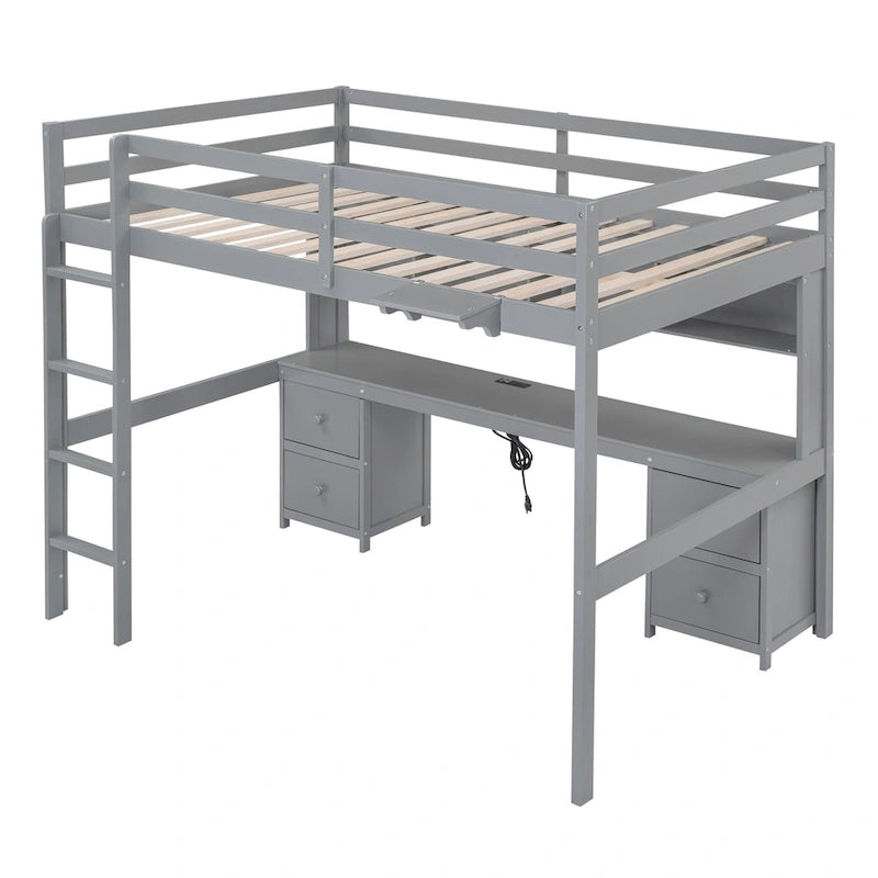 Lit mezzanine avec bureau, armoires
