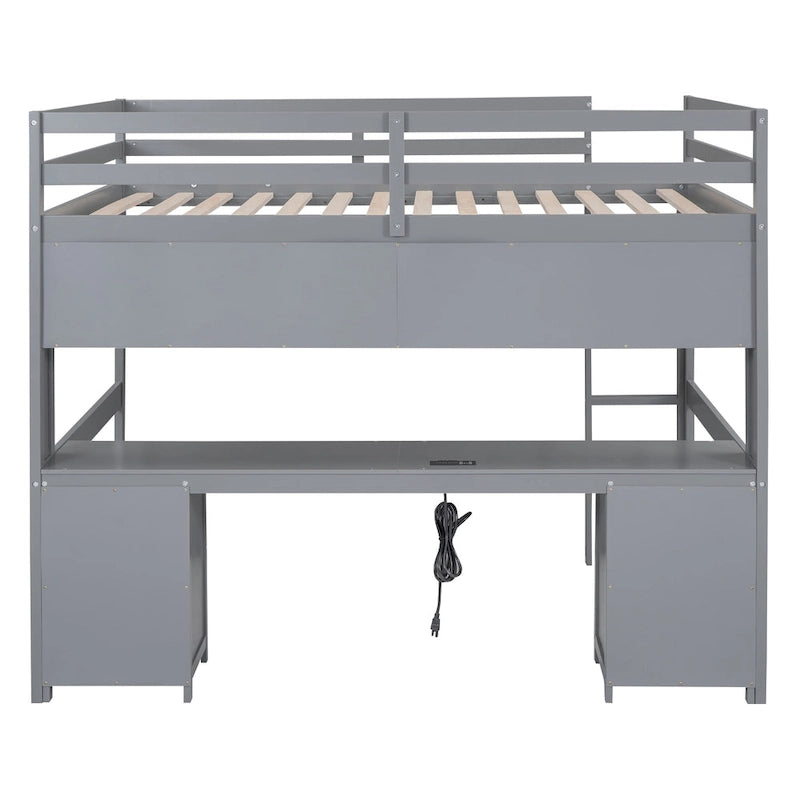 Lit mezzanine avec bureau, armoires