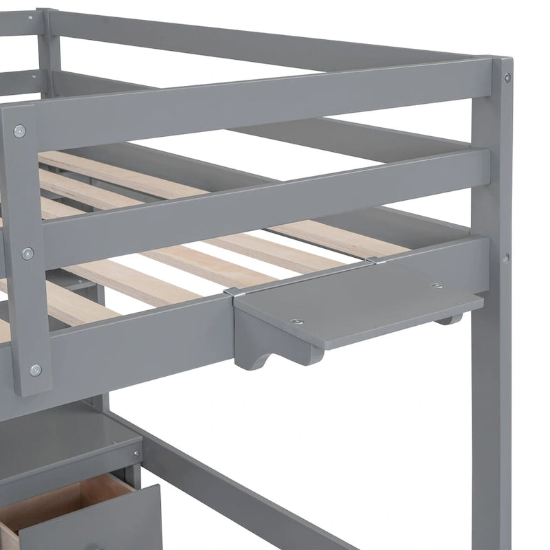Lit mezzanine avec bureau, armoires