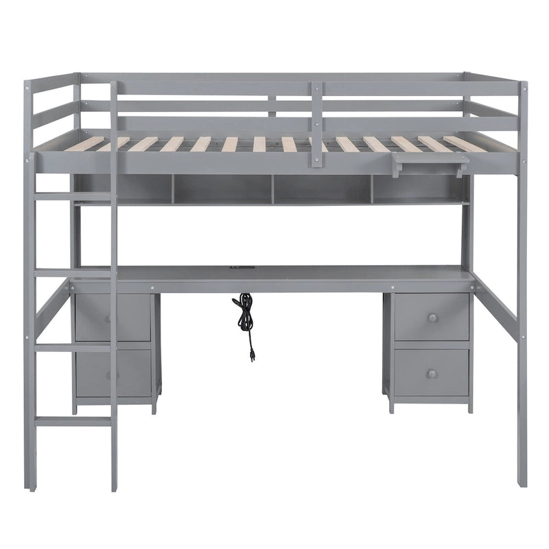 Lit mezzanine avec bureau, armoires
