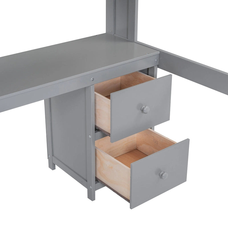 Lit mezzanine avec bureau, armoires