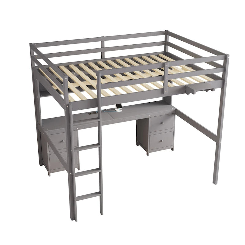 Lit mezzanine avec bureau, armoires