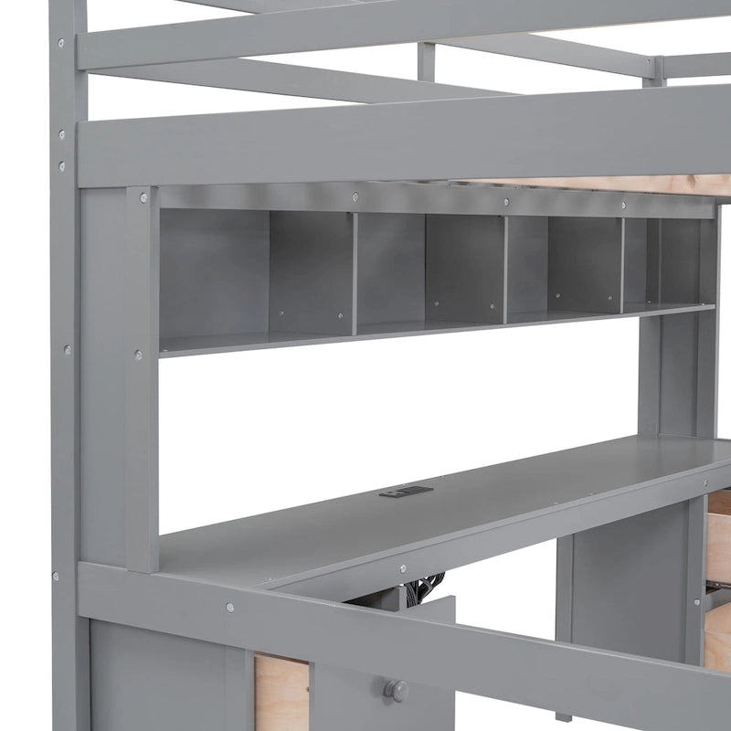 Lit mezzanine avec bureau, armoires