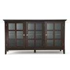 Meuble de rangement de style transitionnel en bois massif avec portes vitrées de 157 cm de large