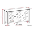 Meuble de rangement de style transitionnel en bois massif avec portes vitrées de 157 cm de large