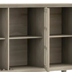 Meuble de rangement de style transitionnel en bois massif avec portes vitrées de 157 cm de large