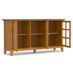 Meuble de rangement de style transitionnel en bois massif avec portes vitrées de 157 cm de large