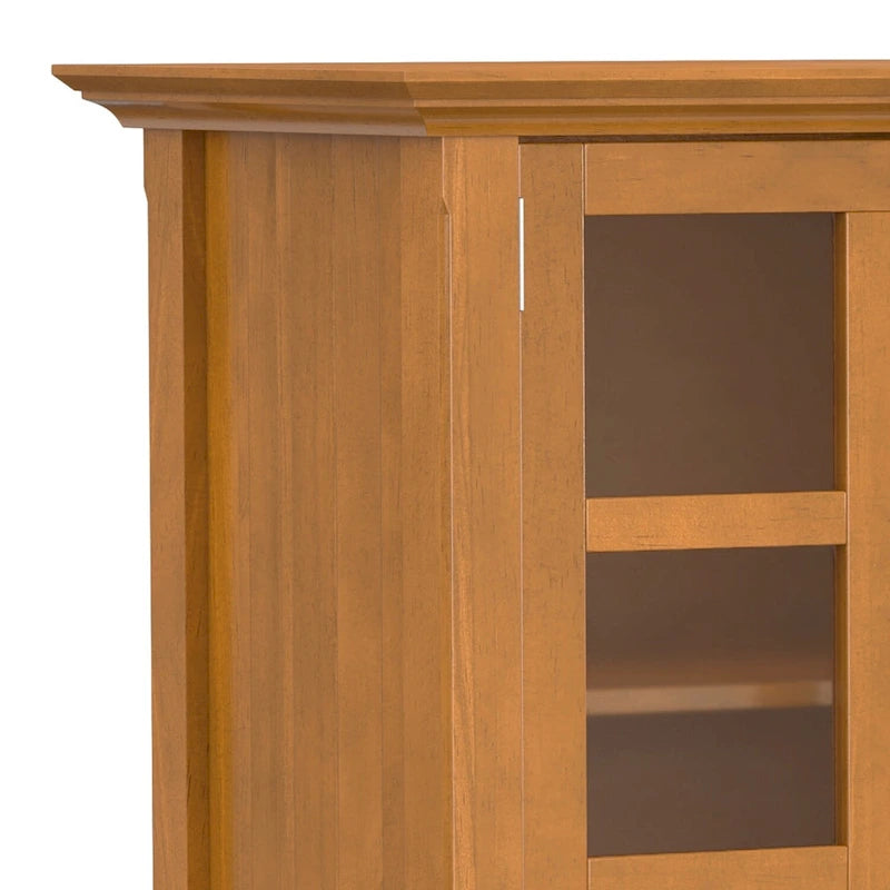 Meuble de rangement de style transitionnel en bois massif avec portes vitrées de 157 cm de large