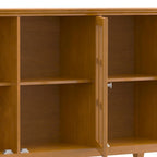 Meuble de rangement de style transitionnel en bois massif avec portes vitrées de 157 cm de large