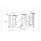 Meuble de rangement de style transitionnel en bois massif avec portes vitrées de 157 cm de large