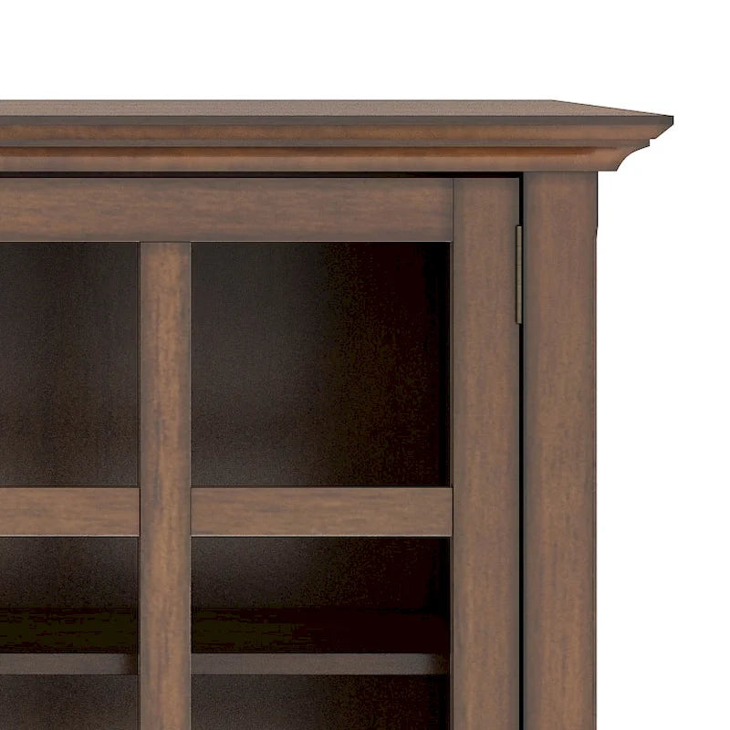 Meuble de rangement de style transitionnel en bois massif avec portes vitrées de 157 cm de large