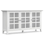 Meuble de rangement de style transitionnel en bois massif avec portes vitrées de 157 cm de large