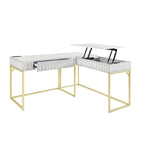 Bureau d'angle informatique Bird Glam Metal à plateau relevable avec ports USB