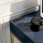 Bureau d'angle informatique Bird Glam Metal à plateau relevable avec ports USB