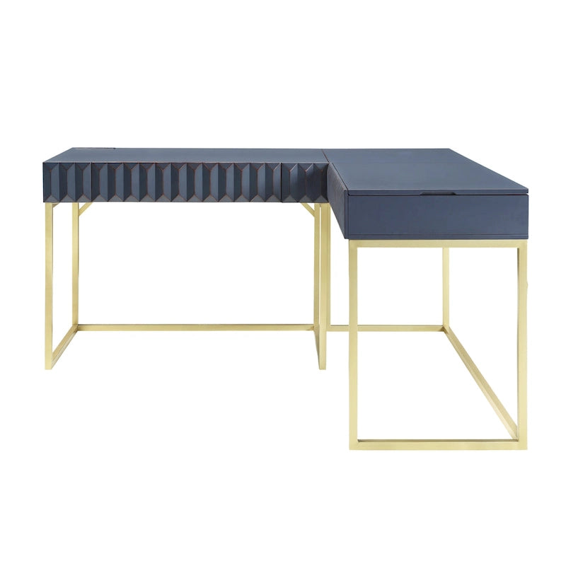 Bureau d'angle informatique Bird Glam Metal à plateau relevable avec ports USB
