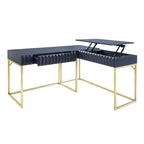 Bureau d'angle informatique Bird Glam Metal à plateau relevable avec ports USB