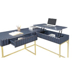 Bureau d'angle informatique Bird Glam Metal à plateau relevable avec ports USB
