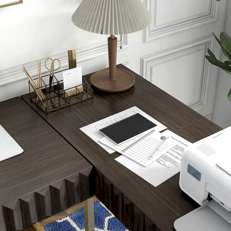 Bureau d'angle informatique Bird Glam Metal à plateau relevable avec ports USB