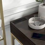 Bureau d'angle informatique Bird Glam Metal à plateau relevable avec ports USB