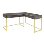 Bureau d'angle informatique Bird Glam Metal à plateau relevable avec ports USB