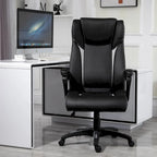 Chaise de bureau ergonomique en cuir PU, réglable en hauteur, basculante, pivotante à 360°, pour la maison et le travail, noire