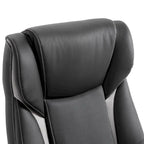 Chaise de bureau ergonomique en cuir PU, réglable en hauteur, basculante, pivotante à 360°, pour la maison et le travail, noire