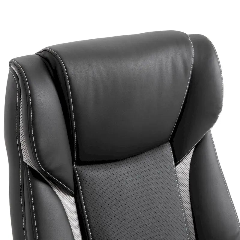 Chaise de bureau ergonomique en cuir PU, réglable en hauteur, basculante, pivotante à 360°, pour la maison et le travail, noire