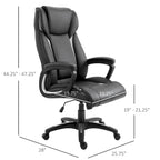 Chaise de bureau ergonomique en cuir PU, réglable en hauteur, basculante, pivotante à 360°, pour la maison et le travail, noire