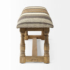 Banc d'appoint Greenfield I en jute à motifs marron et beige avec cadre en bois - 59W x 14.3D x 19H