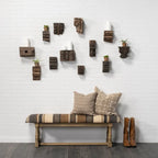 Banc d'appoint Greenfield I en jute à motifs marron et beige avec cadre en bois - 59W x 14.3D x 19H
