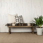 Banc d'appoint Greenfield I en jute à motifs marron et beige avec cadre en bois - 59W x 14.3D x 19H