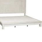 Lit plateforme Queen de style ferme moderne, blanc vieilli, de brocante