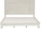 Lit plateforme Queen de style ferme moderne, blanc vieilli, de brocante