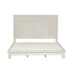 Lit plateforme Queen de style ferme moderne, blanc vieilli, de brocante