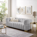 Canapé moderne en tissu gaufré de 85 po, confortable et décontracté