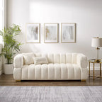 Canapé moderne en tissu gaufré de 85 po, confortable et décontracté