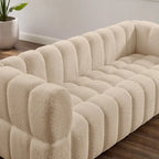 Canapé moderne en tissu gaufré de 85 po, confortable et décontracté