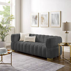 Canapé moderne en tissu gaufré de 85 po, confortable et décontracté