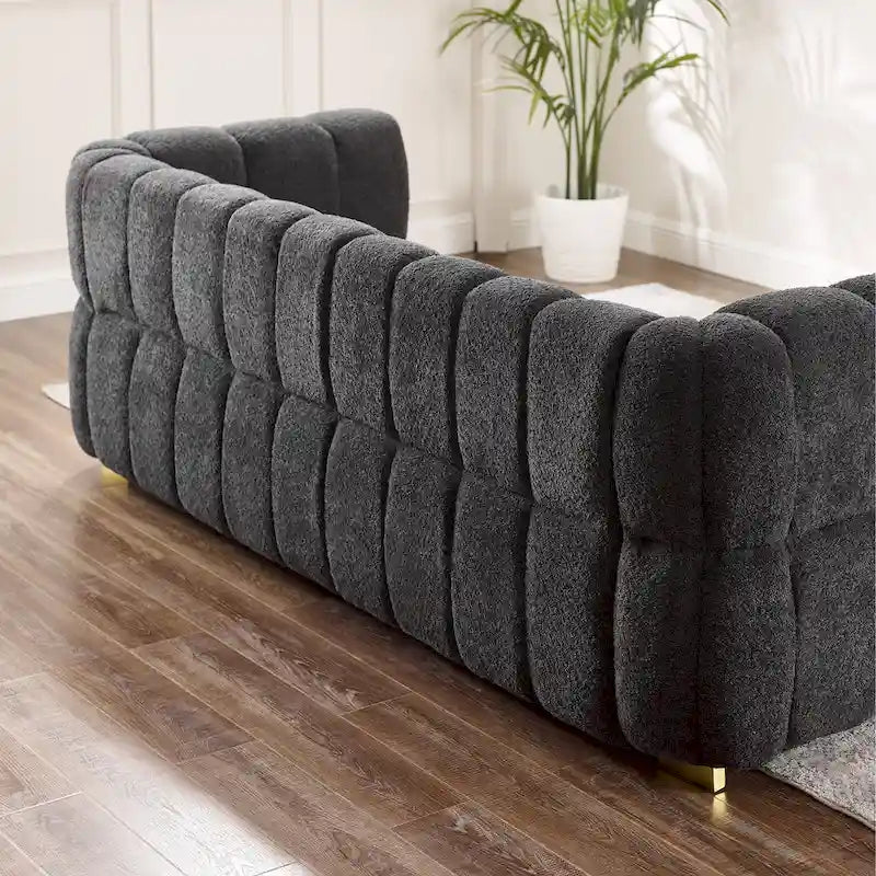 Canapé moderne en tissu gaufré de 85 po, confortable et décontracté