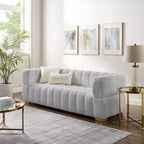 Canapé moderne en tissu gaufré de 85 po, confortable et décontracté