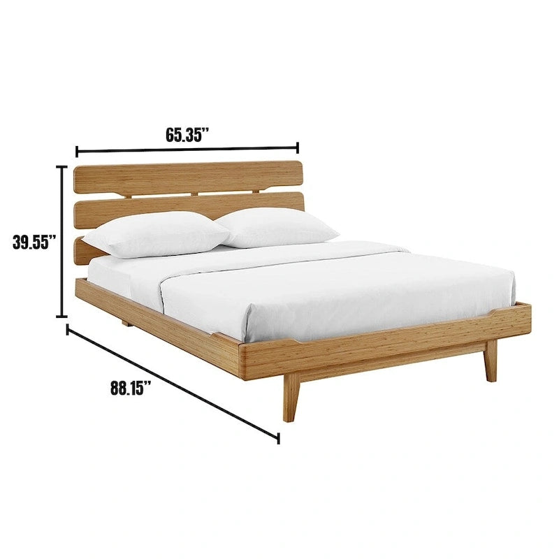 Lit Queen Currant avec plateforme, couleur caramel