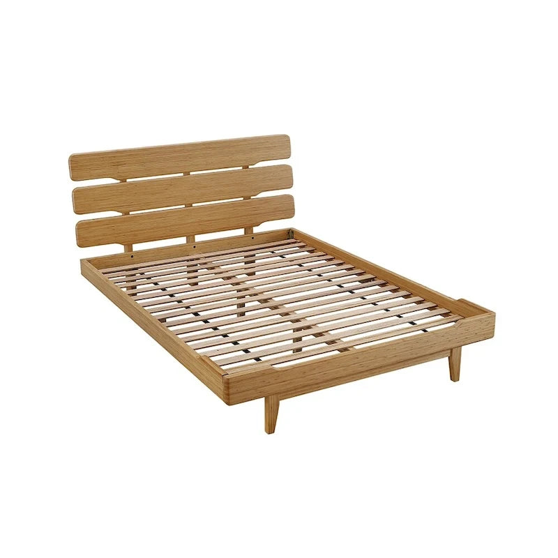 Lit Queen Currant avec plateforme, couleur caramel